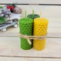 Sada svíček z včelího vosku Malý zelený mix 7x2,8 cm