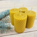 Sada svíček z včelího vosku přírodní 7x4 cm